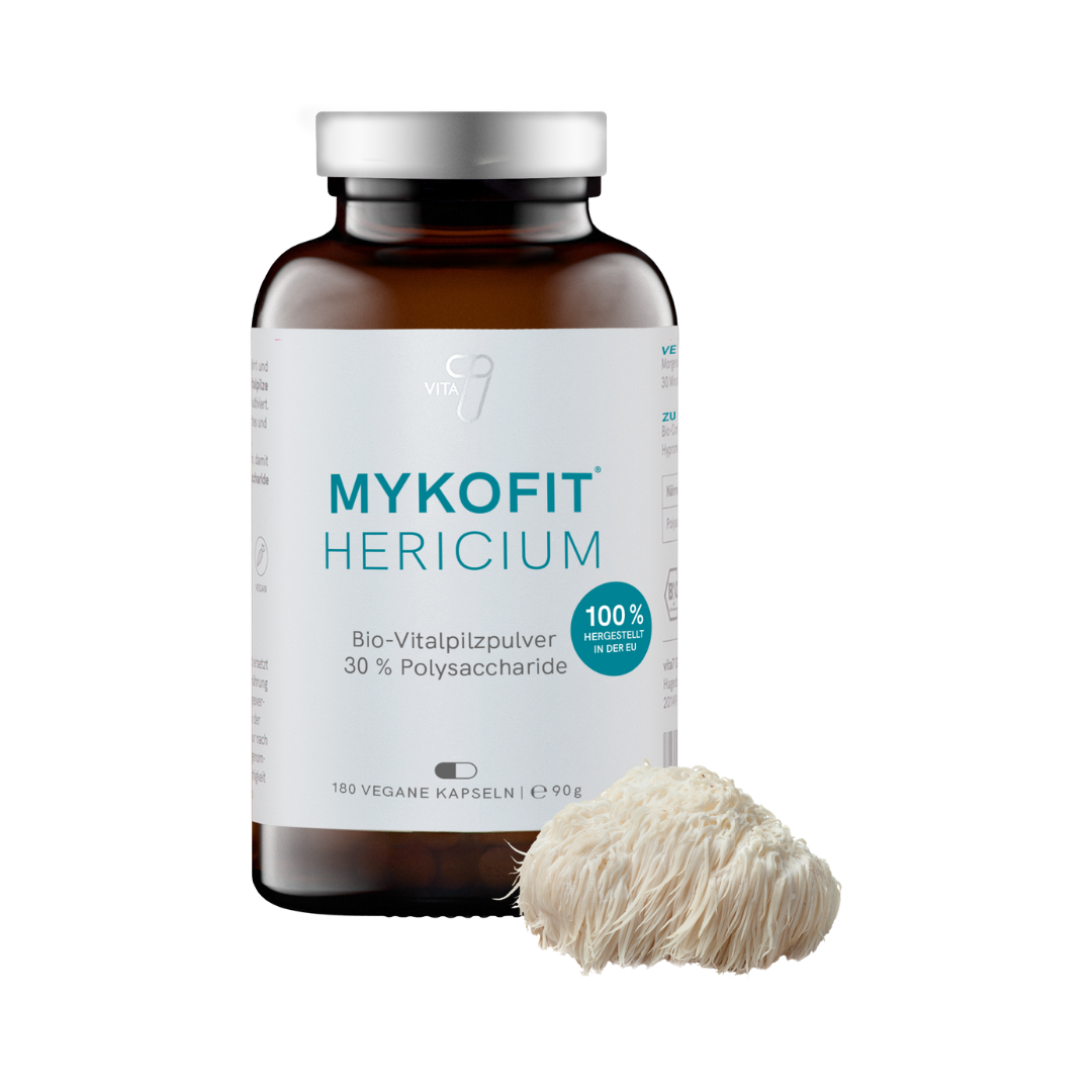 vita7 MYKOFIT Hericium Kapseln – Bio-Vitalpilzpulver, vegan, im Braunglas