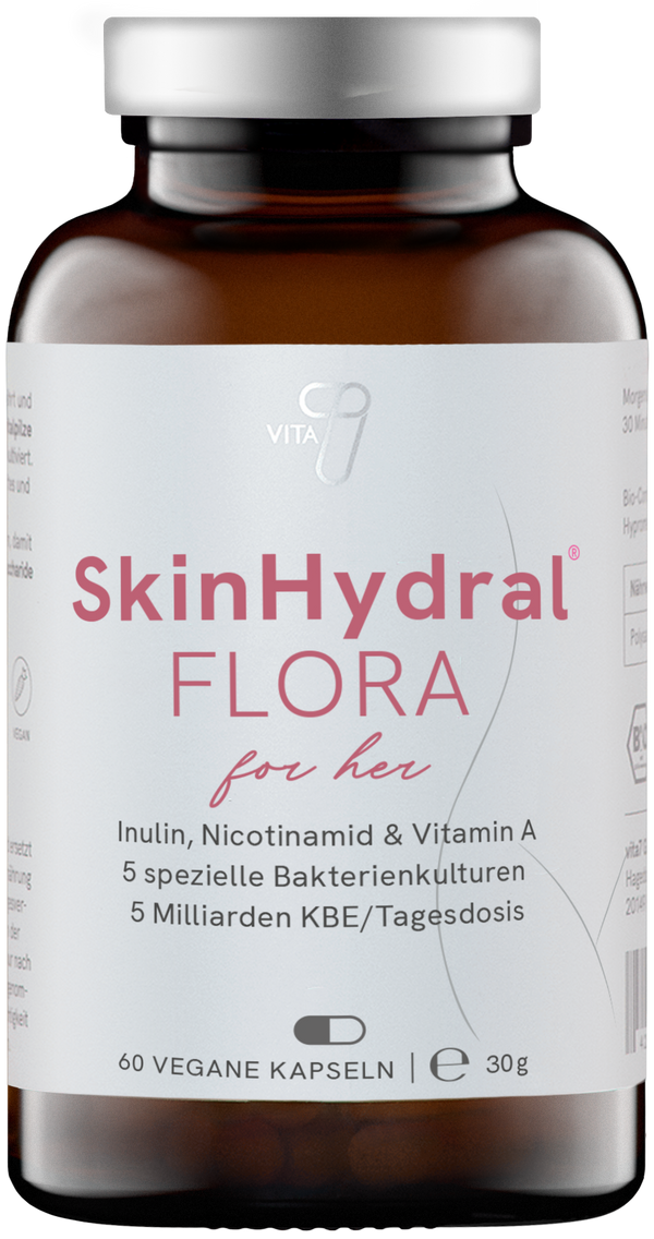 vita7 SkinHydral Flora für Frauen – 60 Kapseln, Probiotikum mit Cranberry