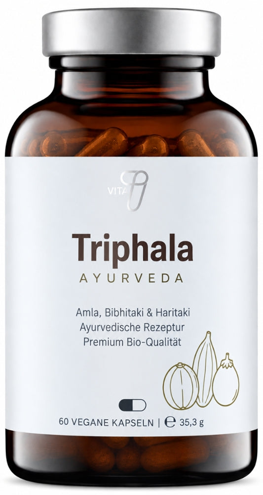 vita7 Bio Triphala, 60 vegane Kapseln im Braunglas